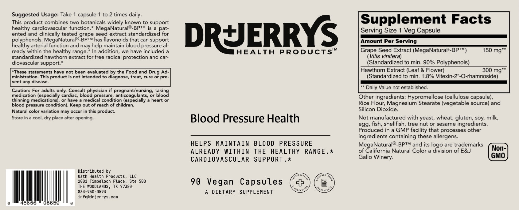 Dr. Jerry's Blood Pressure Health (90 Vegan Capsules)