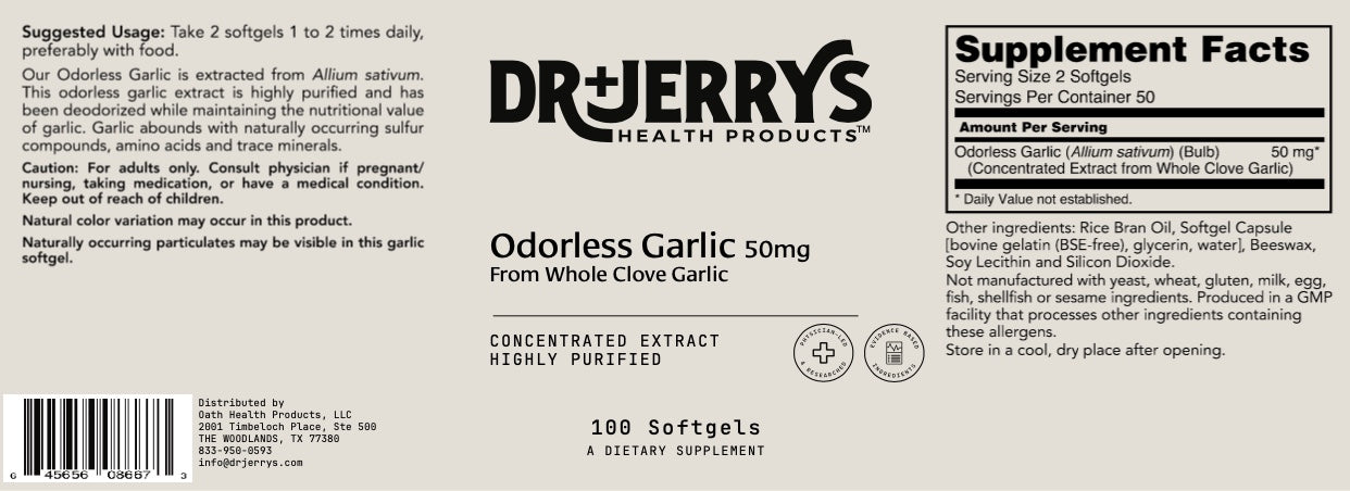 Dr. Jerry's Odorless Garlic 50 mg (100 Softgels)