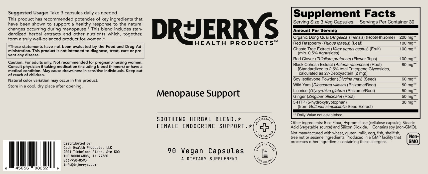 Dr. Jerry's Menopause Support (90 Vegan Capsules)