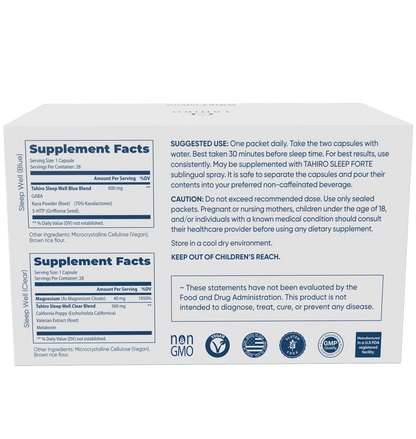 Tahiro sleep well ingredients and supplement facts 