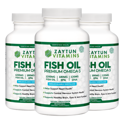 Halal Fish Oil Omega-3 (Halal Gelatin) Softgels (3Pack)