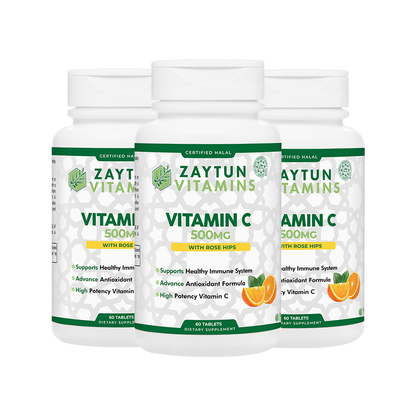 Halal Vitamin C 500mg Tablets (3-Pack)