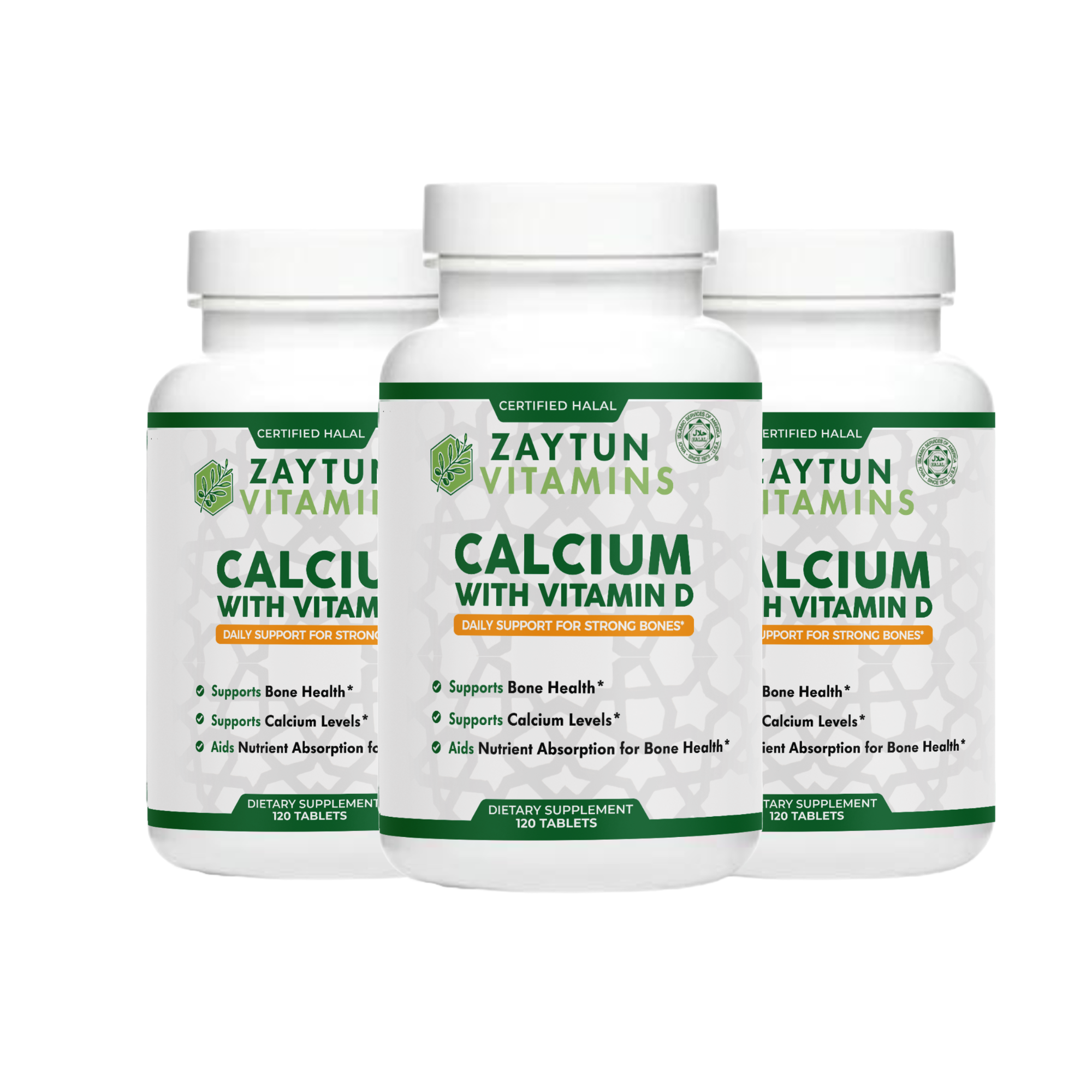 Halal Calcium + Vitamin D3 Tablets (3-Pack)