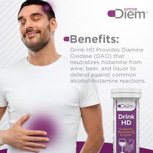 Omne Diem Drink HD Dietary Supplement: Natural Histamine Neutralizing & Digesting Enzyme – Diamine Oxidase (DAO), 20 Capsules