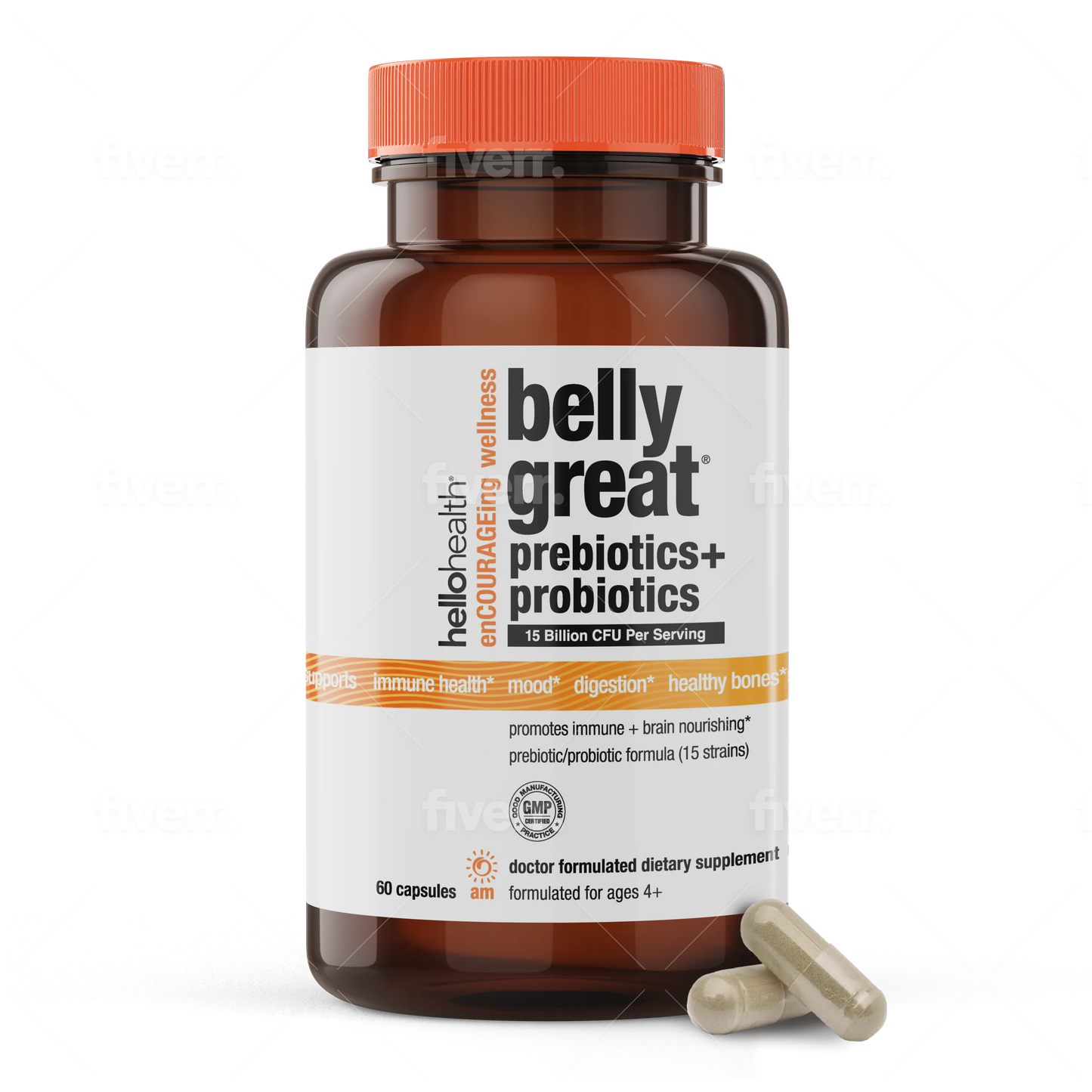 15-in-1 Pre-Probiotics + D3 + Methylfolate capsules - Belly Great