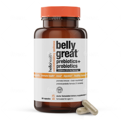 15-in-1 Pre-Probiotics + D3 + Methylfolate capsules - Belly Great