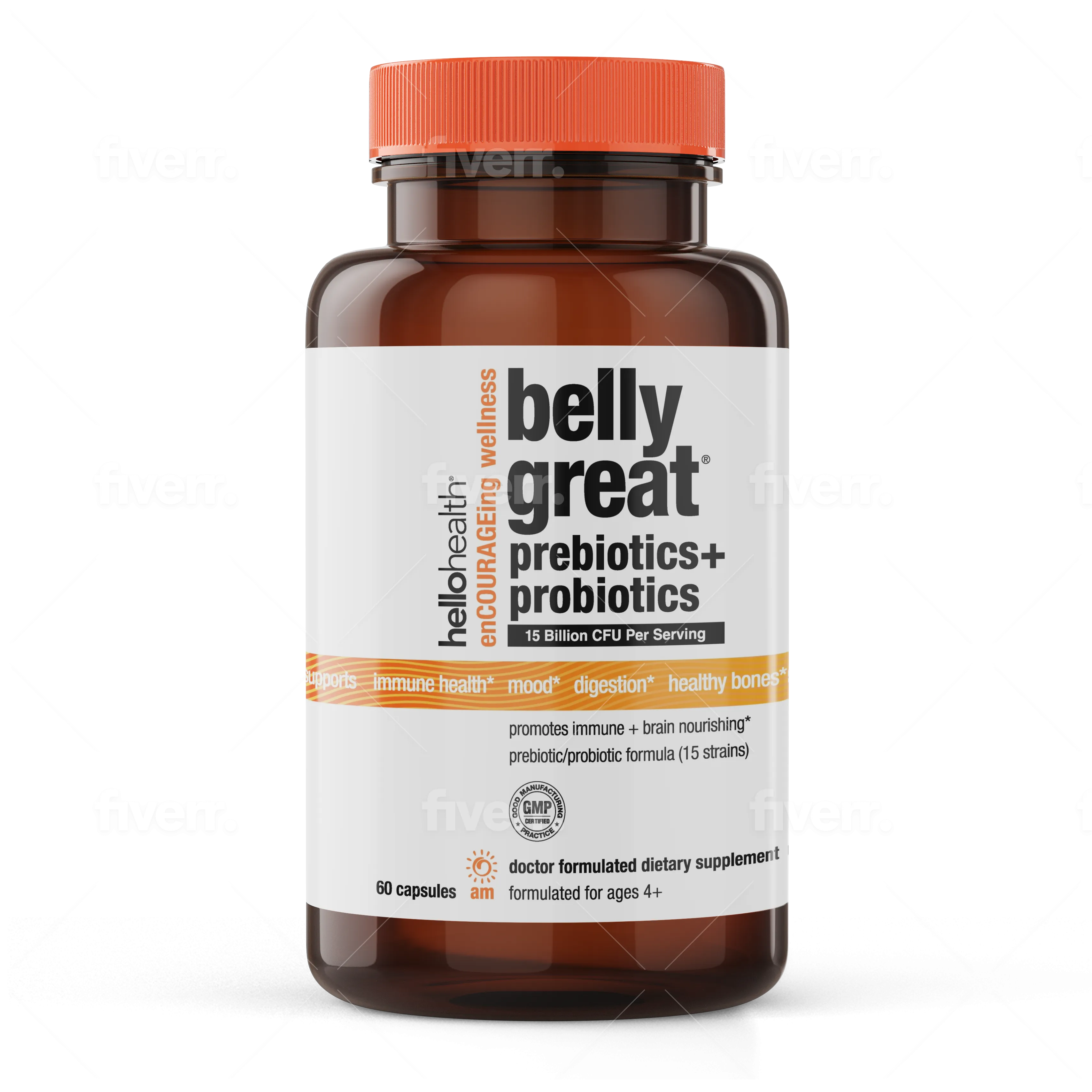 15-in-1 Pre-Probiotics + D3 + Methylfolate capsules - Belly Great