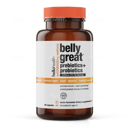 15-in-1 Pre-Probiotics + D3 + Methylfolate capsules - Belly Great