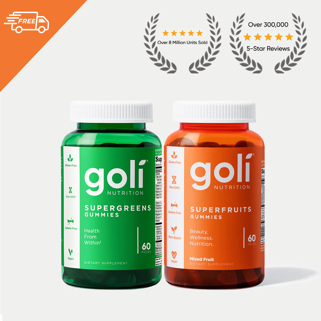 Goli 2 Pack of Superfruits & Supergreens - 60 Count - Digestive Health - Healthy Liver Function - Immune Support - Energy Metabolism