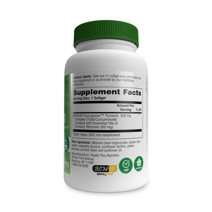 Curcumin 650mg BCM-95® Curcuminoids Complex (NON-GMO) (60 Softgels)