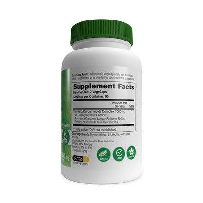 Turmeric Curcumin Complex as BCM-95® Curcugreen® (1,000mg) 180 Vegecaps