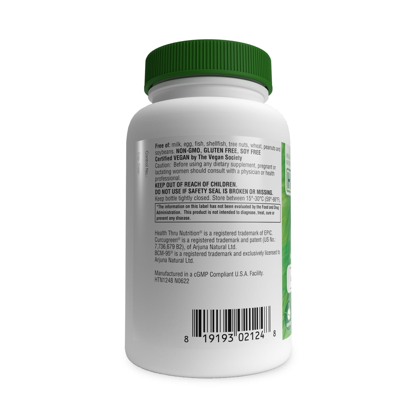 Turmeric Curcumin Complex as BCM-95® Curcugreen® (1,000mg) 180 Vegecaps