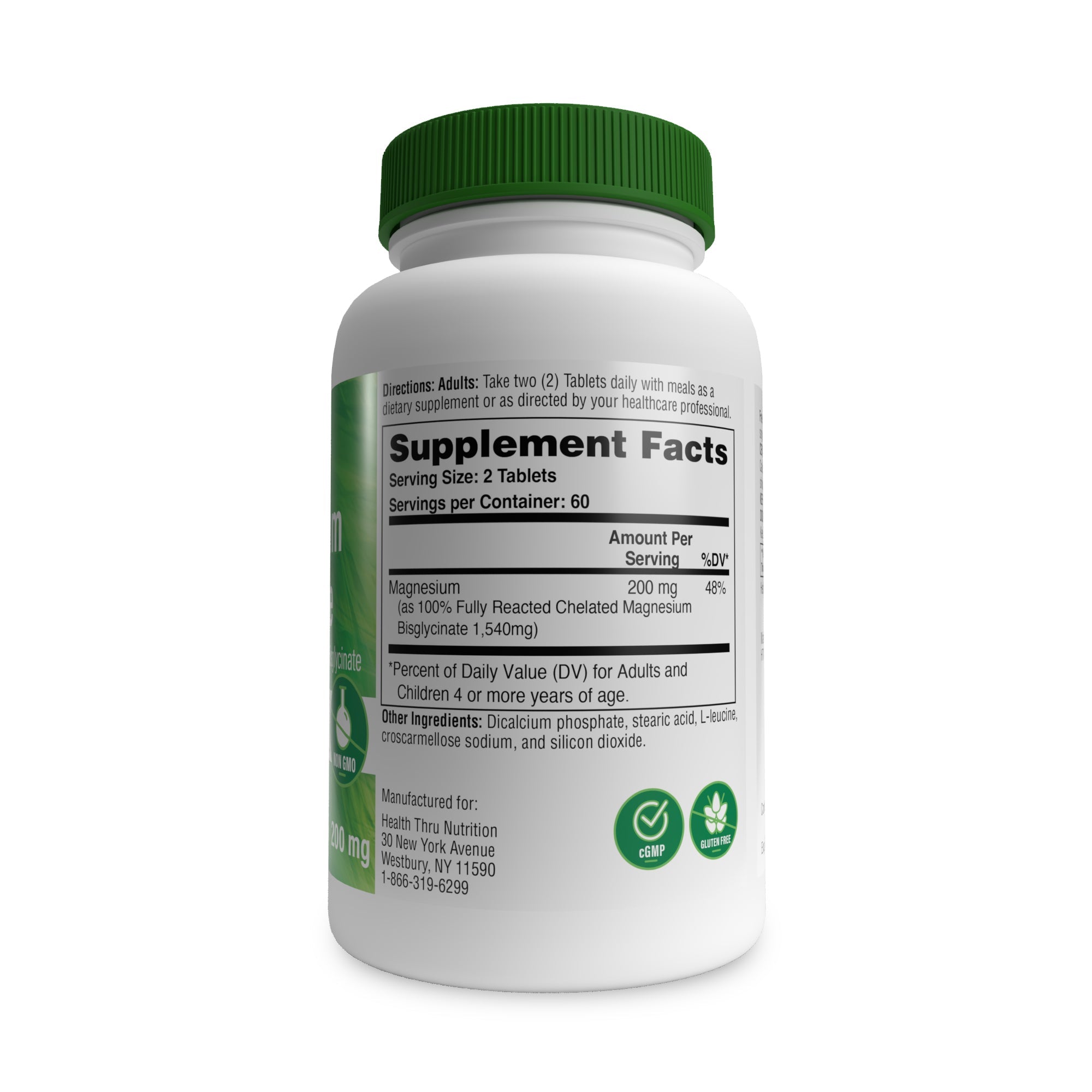 Magnesium Glycinate 200mg 120 tablets by Health Thru Nutrition