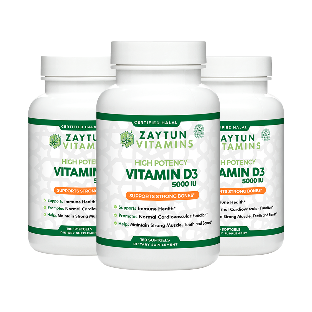 Halal Vitamin D3 5000 IU Softgels (3Pack)