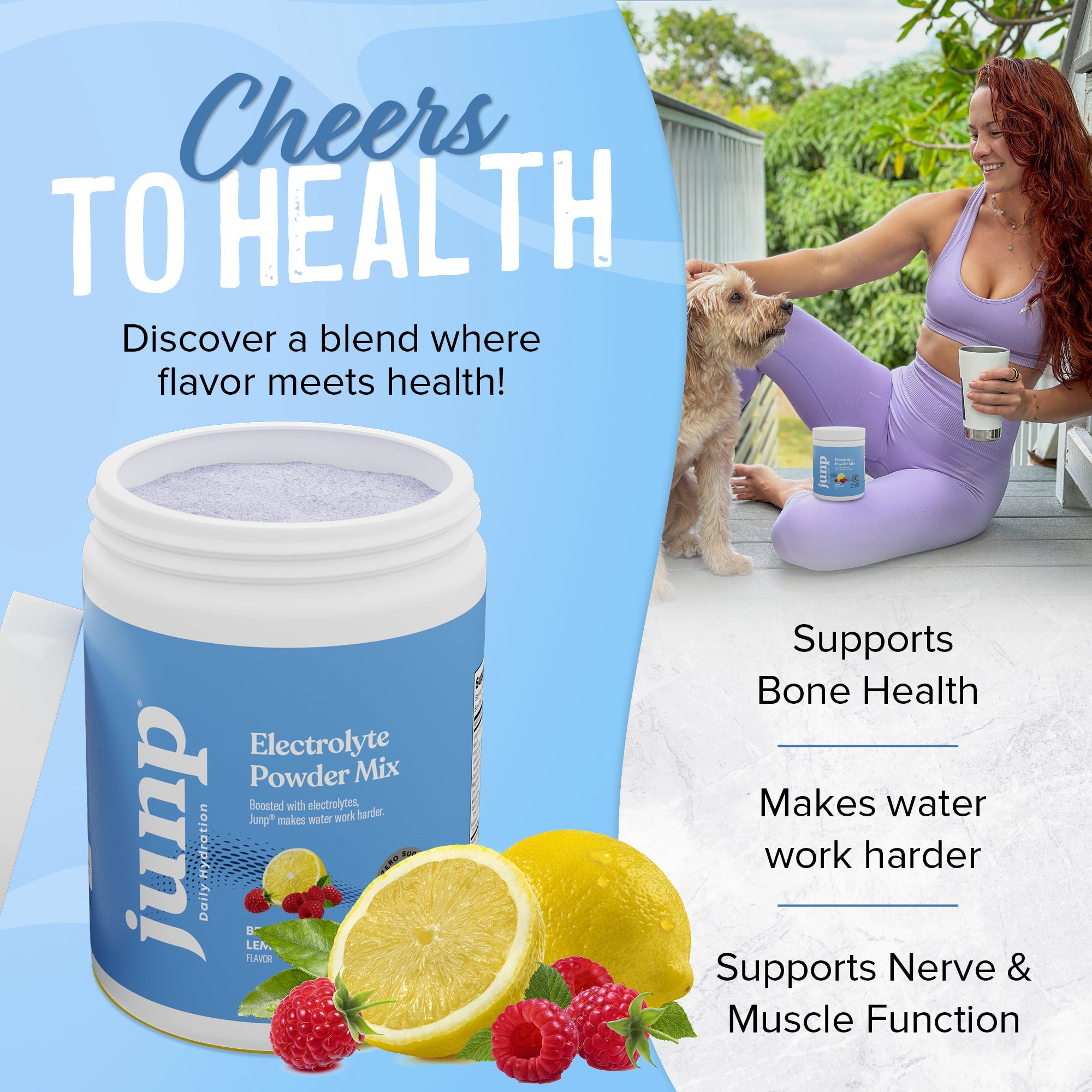 JUNP Electrolytes Powder No Sugar No Carbs – Fresh Ripe Berry Lemonade Drink Mix - Potassium & Salt Electrolyte Hydration Powder Zero Calorie Sugar Free Electrolyte Powder, Keto Friendly, 90 Servings