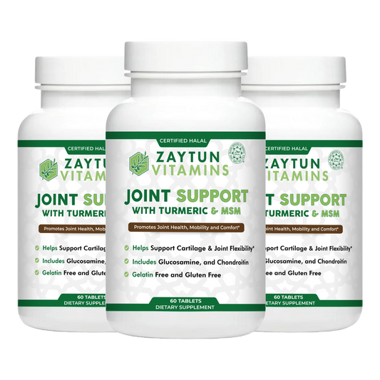 Halal Joint Support with Glucosamine + Turmeric + MSM Tablets (3-Pack)