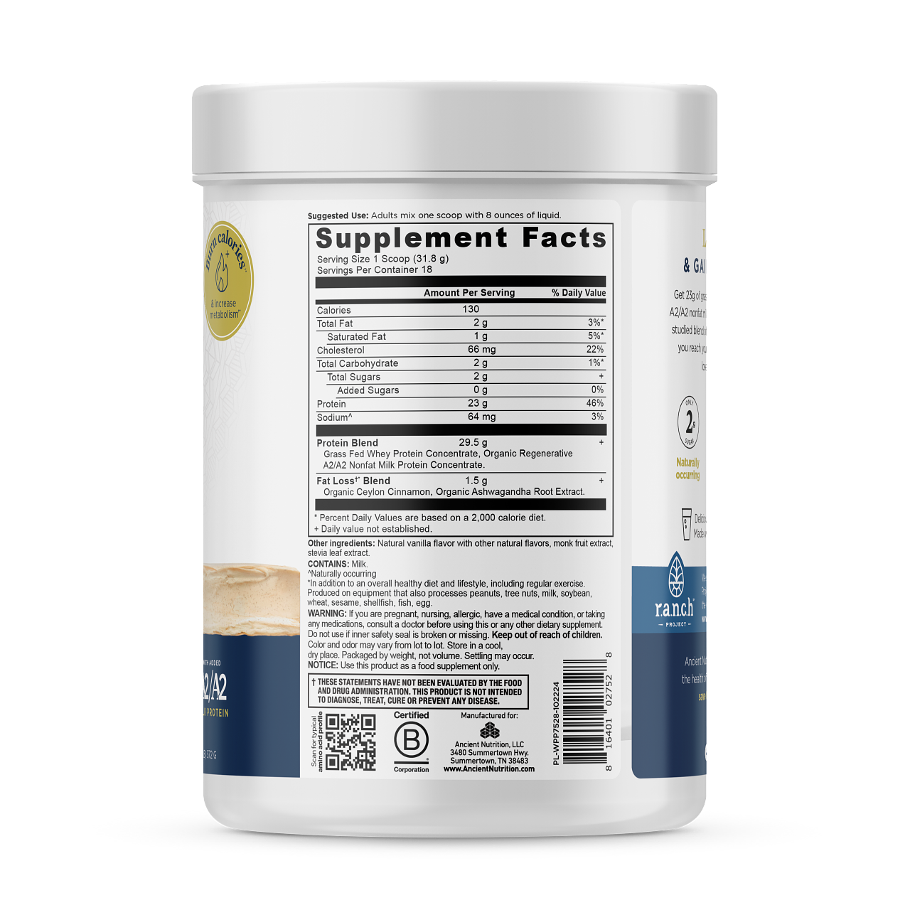 Ancient Nutrition - Whey Protein (Vanilla Cinnamon)