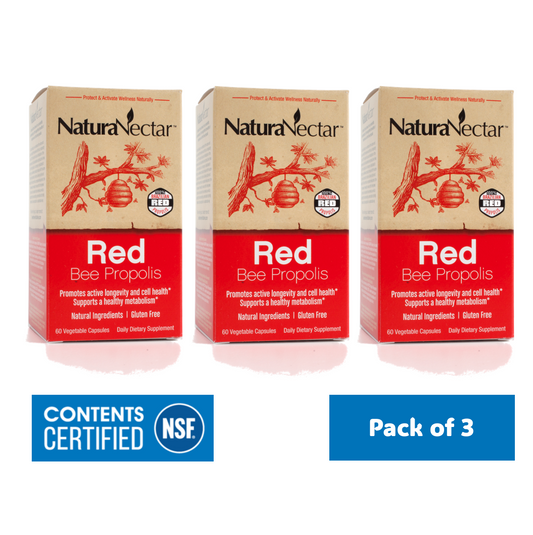 Red Bee Propolis, NSF Contents Certified, 60 Capsules | Pack of 3