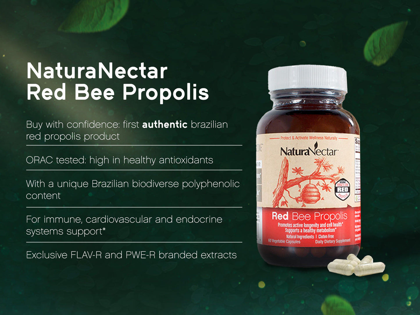 Red Bee Propolis, NSF Contents Certified, 60 Capsules | Pack of 3