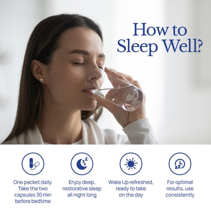 woman drink sleep well supplement to sleep beautifully