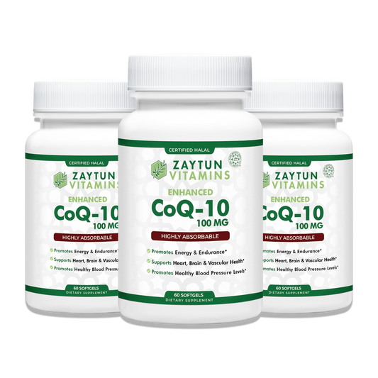 Halal CoQ-10 + Vitamin E Softgels (3-Pack)