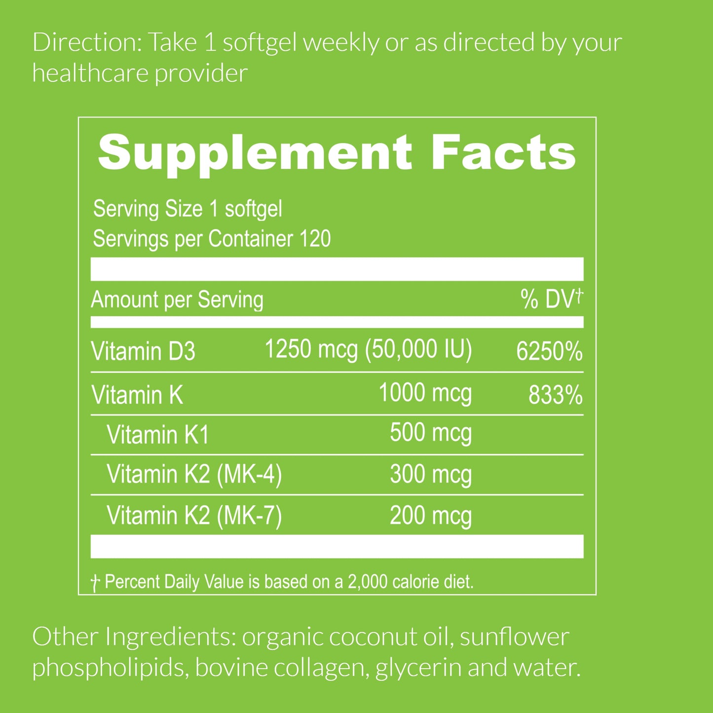 Liposomal Vitamin D3 50000 IU K 1000 mcg