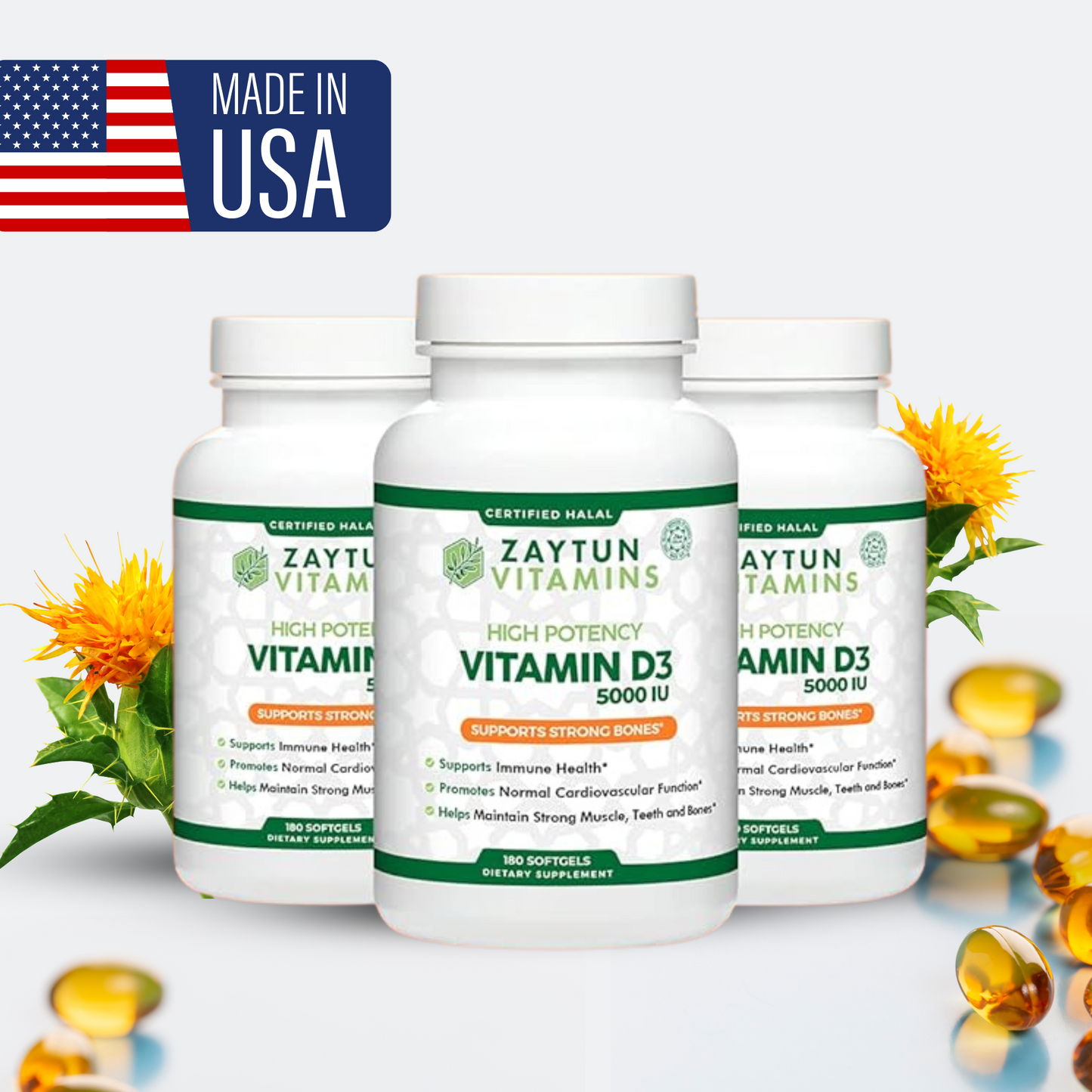 Halal Vitamin D3 5000 IU Softgels