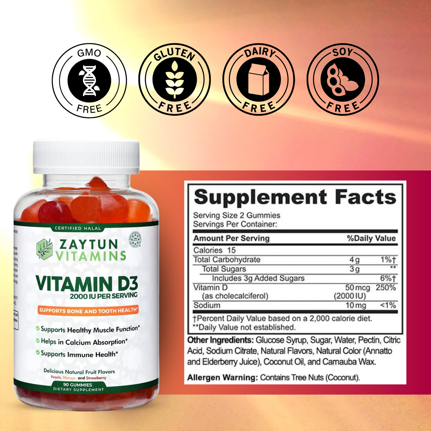 Halal Vitamin D3 2000IU Gummies