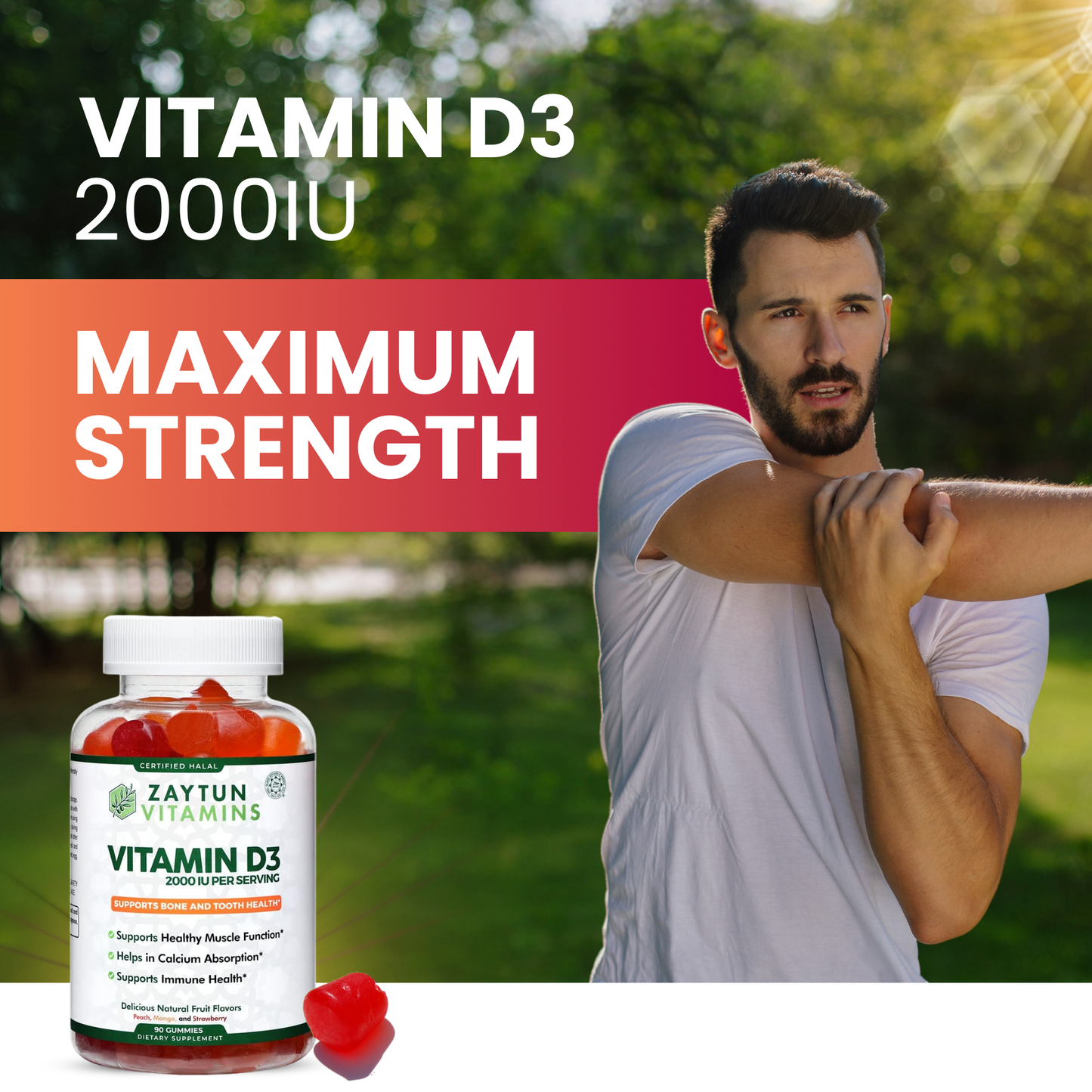 Halal Vitamin D3 2000IU Gummies (3Pack)