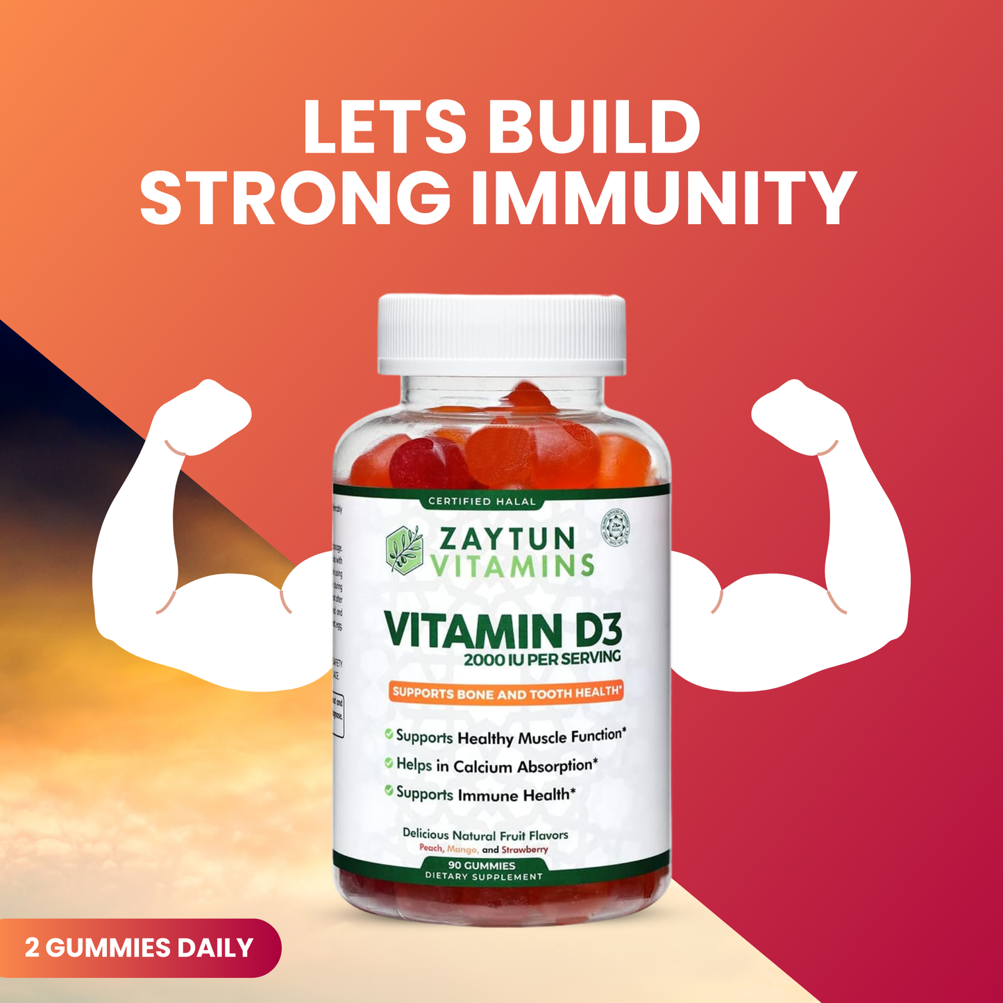 Halal Vitamin D3 2000IU Gummies (3Pack)