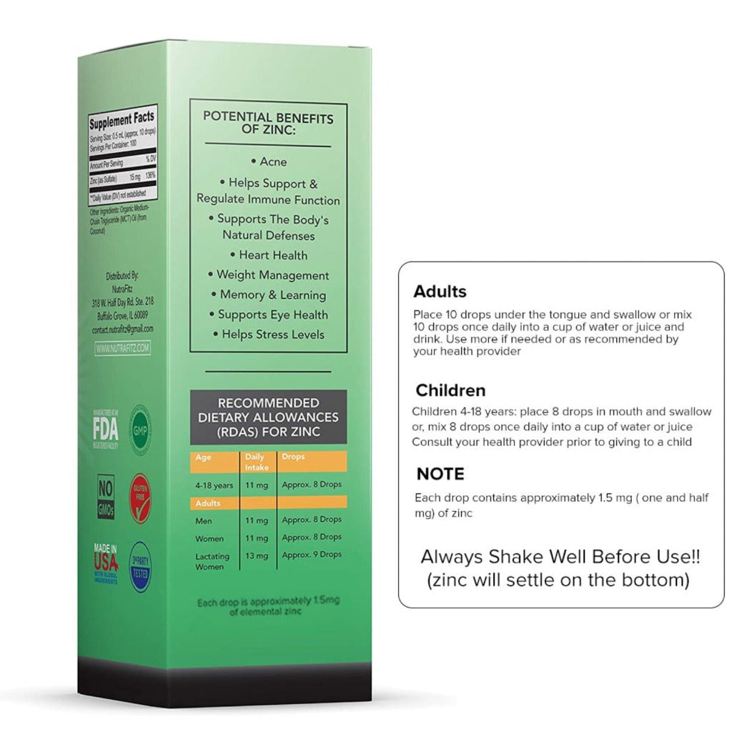Organic Zinc, Liquid - box, instructions