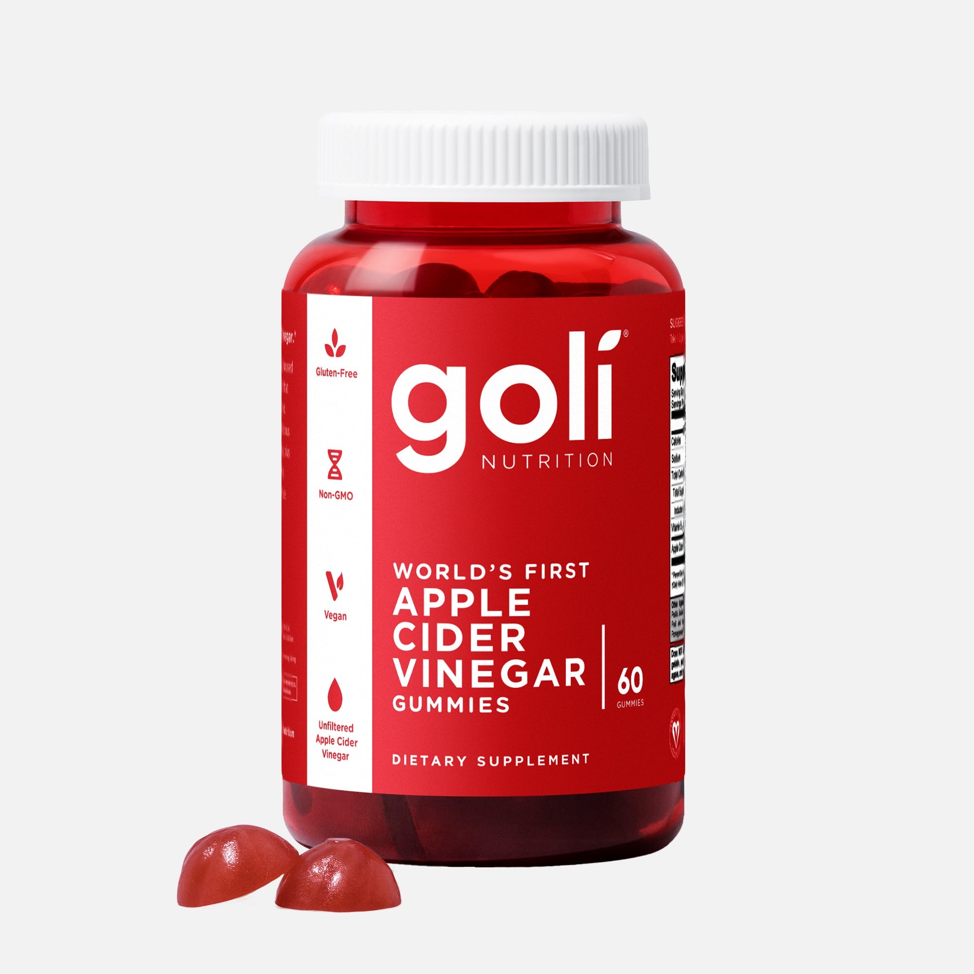 1 Bottle of Goli Nutrition Apple Cider Vinegar Gummies - America's Number One ACV Vitamin Brand - 60 Count