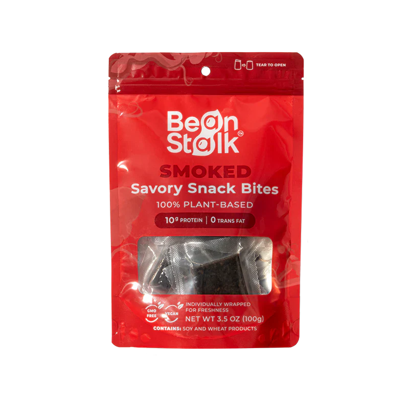 Bean Stalk Savory Vegan Jerky Snack Bites (Smoked, Pouch)