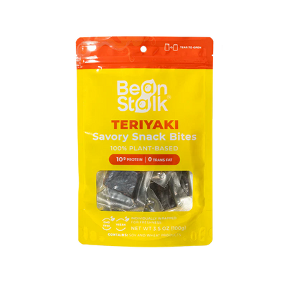 Bean Stalk Savory Vegan Jerky Snack Bites (Teriyaki, Pouch)